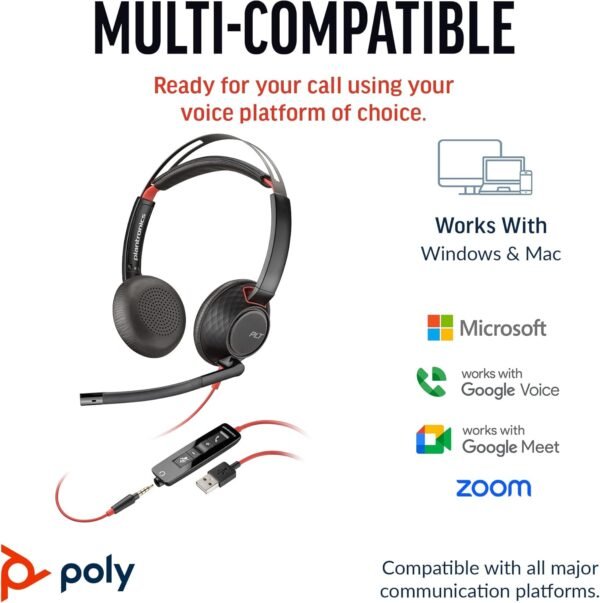 Poly Blackwire 5220 review wired USB-C headset with 3.5mm jack features