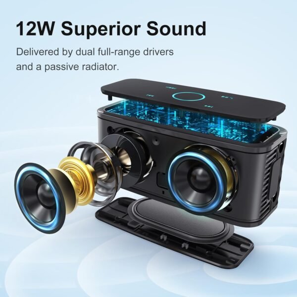 DOSS SoundBox Touch portable Bluetooth speaker review with 12W HD sound and waterproof design