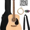 Fender Dreadnought Acoustic Guitar review natural bundle with gig bag and accessories