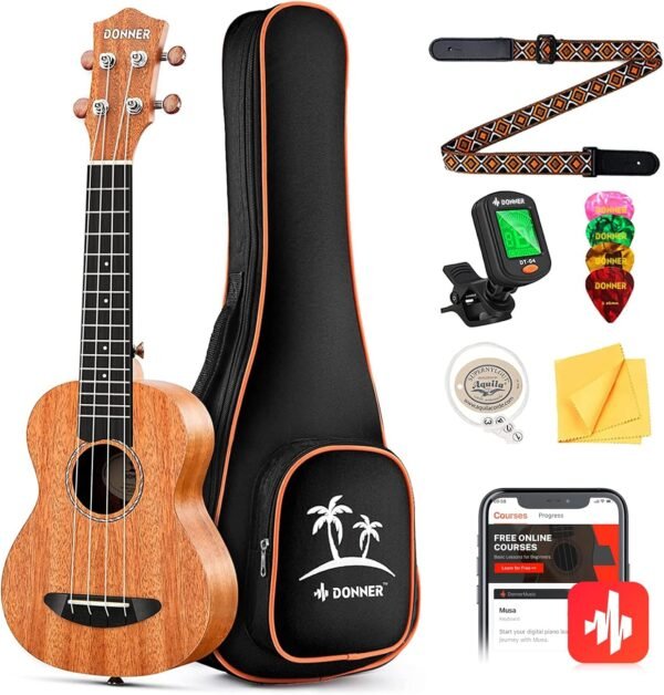 Donner Concert Ukulele DUC-1 23 Review Best Beginner-Friendly Mahogany Instrument Bundle