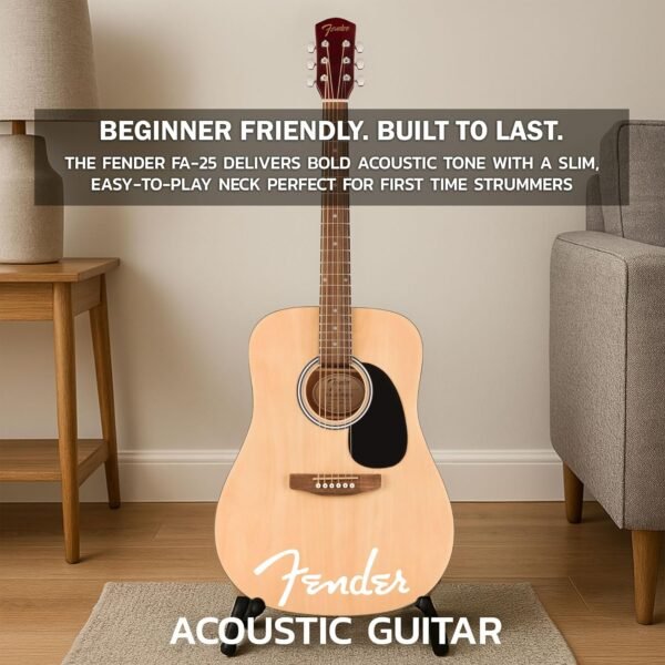 Fender Dreadnought Acoustic Guitar review natural bundle with gig bag and accessories